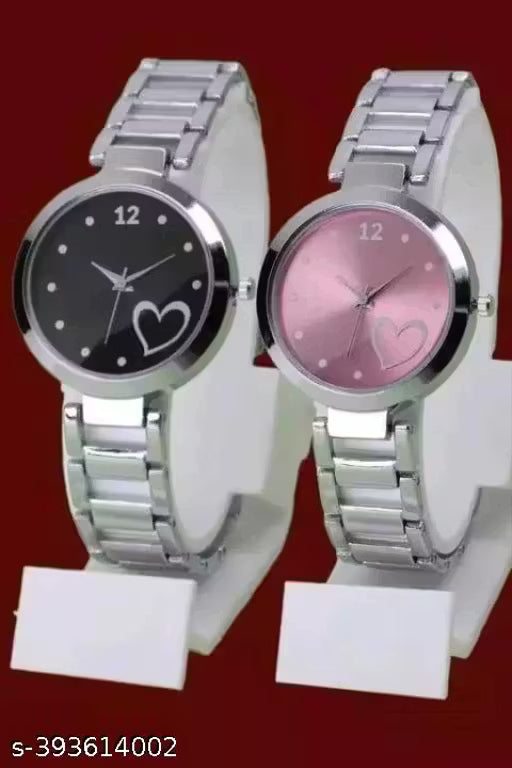 Beautiful Heart Designer Analog Watches for Women & Girls — Pack of 2